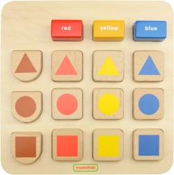 Masterkidz izobraževalna lesena tabla – razvrščanje oblik in barv