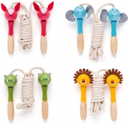 Otroške kolebnice z lesenimi ročaji v obliki živali