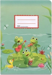 Šolski zvezek A5 s pomožno črto Žabice, 10 listov