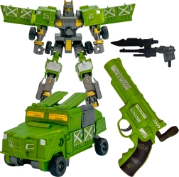 Woopie zeleni transformirajoči bojni robot 3v1 z vozilom in izstreljevalnikom penastih puščic