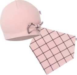 Dojenčkovska kapica in ovratni šal NEW BABY Missy roza