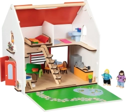 Prenosna lesena hišica za punčke Eco House z dodatki