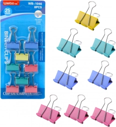 Komplet barvnih pisarniških sponk 25 mm, 8 kosov