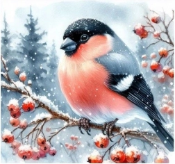 Diamantna mozaika Ptice Zima - Kreativno ustvarjanje 30x40 cm