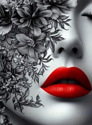Diamantno slikanje ženska z rdečimi ustnicami 30 × 40 cm