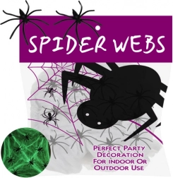 Svetleča pajkova mreža za noč čarovnic z 20 pajki Ruhhy