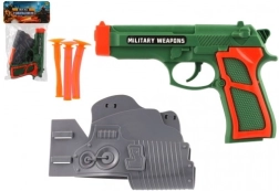 Otroška pištola s strelivom z priseski in tok, 3 puščice, plastika, 19 × 13 cm