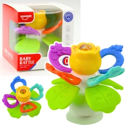 Otroška senzorična igračka Cvet z vrtljivim delom in priseskom