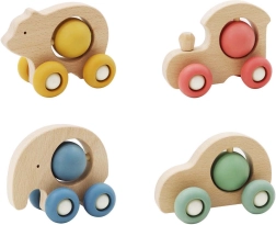 Leseni avtomobilček živalca s kroglico