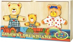 Obleci družino medvedkov – lesena oblačilna igra