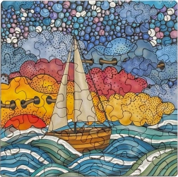 Kvadratne sestavljanke Q Silver: jadrnica, 72 koščkov