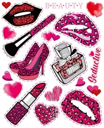 Velik list otroških nalepk za likanje rožnate barve