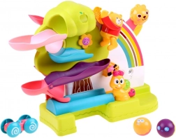 Interaktivna dvostranska steza za kroglice in avtomobilček 2-v-1 z zvoki