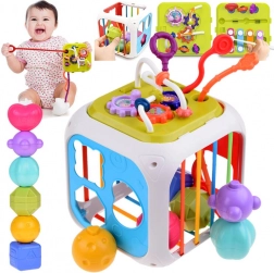 Izobraževalna aktivna kocka s sortiranjem oblik in činelicami