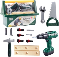 Otroški komplet orodja v kovčku z akumulatorskim izvijačem, 14 delov