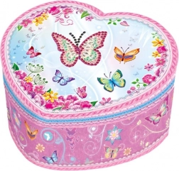 Glasbena škatlica za nakit srček z metulji