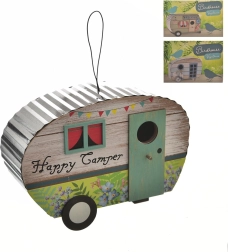 Wooden birdhouse in the shape of a caravan (3 variants)