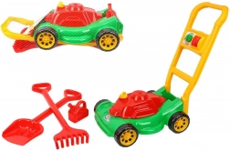 otroška plastična kosilnica za travo z dodatki v mreži