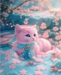 Diamantni mozaik - Rožnata mačka