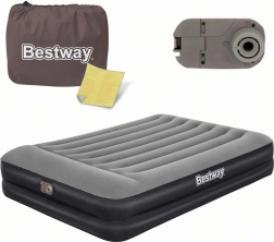 Bestway dvojna napihljiva vzmetnica z vgrajeno električno črpalko in blazino 203 × 152 × 46 cm