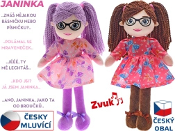Pokrpana punčka Janinka 30 cm, govori po češko
