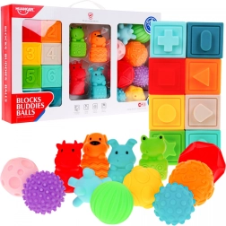 Mega komplet 20 živalskih žogic za otroke 6m+ Senzorična igrača Rehabilitacija rok