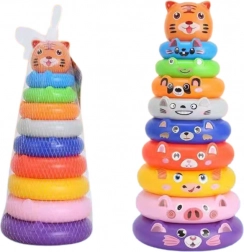 Barvasta zložljiva piramida z obročki in nalepkami živali – tiger