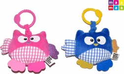 Vibrirajoča plišasta sova nad posteljico, ropotuljica 21 cm