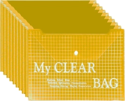 Prozorna mapa za dokumente z gumbom A4 rumena – 20 kos