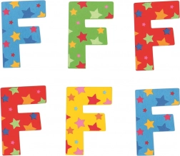 Bigjigs Toys lesena črka F z zvezdicami