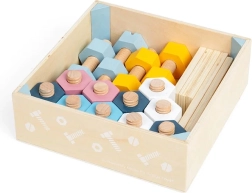 Bigjigs lesena zabojčka z maticami in vijaki