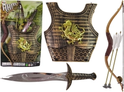 Otroški samurajski kostum z zlatim oklepom, lokom in mečem