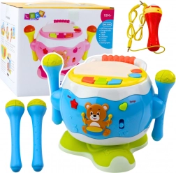 Interaktivni glasbeni boben za otroke z lučkami in zvoki modre barve