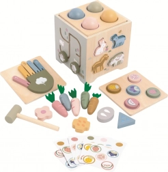 Multifunkcionalna lesena motorična kocka farma 2Kids Toys