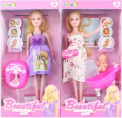 Noseča punčka z dojenčkom in dodatki