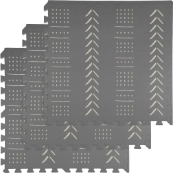 Pena podloga HUMBI 180 × 60 cm, velike vodoodporne sestavljanke, varna, 3 kosi, sivo boho