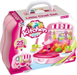 Kuhinjski komplet v kovčku v obliki avtomobilčka za male kuharice