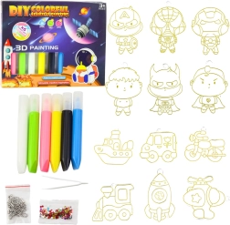 Kreativni komplet za 3D slikanje Vesolje – 6 barv in 12 obeskov