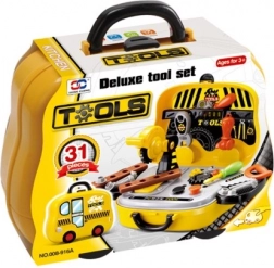Komplet orodij za male mojstre v kovčku v obliki avtomobilčka