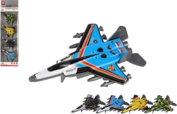 Komplet 4 reaktivnih letal z kovinskim trupom in povratnim mehanizmom, mešanica barv, 10 cm