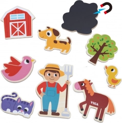 VIGA magnetni prijatelji s kmetije – set 20 lesenih magnetov