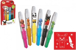 Pihalne flomastri BING s šablonami, 6 barv