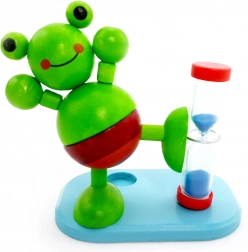 Lesene peščene ure Žaba za ščetkanje zob z držalom za zobno ščetko