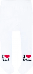 bombažne hlačne nogavice New Baby bele I Love Mum and Dad