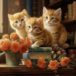 Diamantni mozaik – Tri mačke