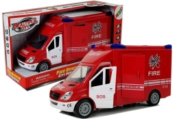 Gasilski avto s vztrajnikom, lučmi in zvoki, z odpiralnimi vrati