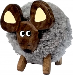 Lesena dekorativna miška s tekstilno dlako