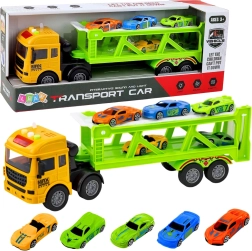 Zelena transportna vlečna garnitura z avtomobilčki z lučmi in zvoki