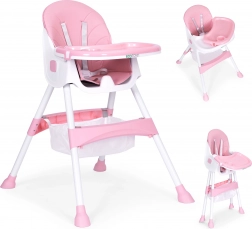 Otroški stolček za hranjenje s pladnjem in košarico, 5-točkovni pas, ECOTOYS – Roza