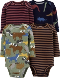 Carter's dojenčkovo body z dolgimi rokavi brown/navy, 4 kosi, velikost 56 (NB)